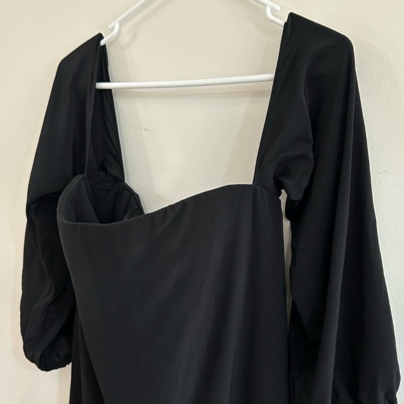 New Theory Women’s Laureema Black Mosaic Size 12 Silk Off Shoulder Puff Sleeve - Picture 4 of 12